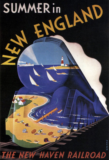 New Haven Railroad Summer New England 1938 | Vintage Travel Posters 1891-1970