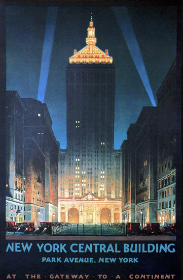 New York Central Building Park Avenue 1930 | Vintage Travel Posters 1891-1970