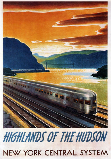 New York Central Highlands Of The Hudson 1947 | Vintage Travel Posters 1891-1970