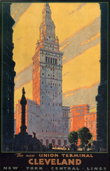 New York Central Union Terminal Cleveland 1930 | Vintage Travel Posters 1891-1970