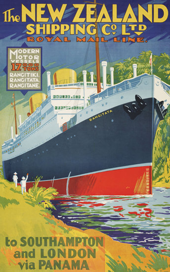 New Zealand 1930 Southampton London Panama | Vintage Travel Posters 1891-1970