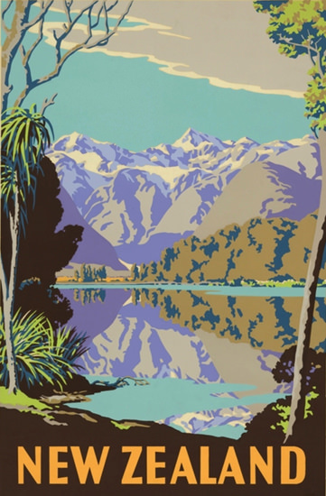 New Zealand 1930s Mountains Lake | Vintage Travel Posters 1891-1970