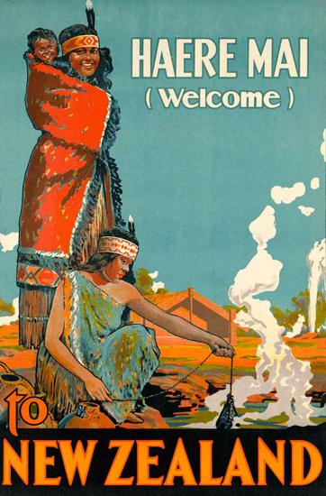 New Zealand Haere Mai Welcome 1920s | Vintage Travel Posters 1891-1970