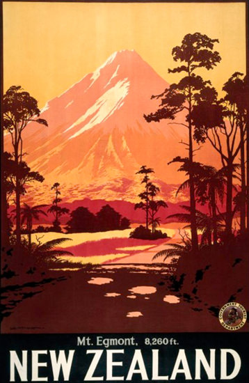 New Zealand Mount Egmont 8260ft 1930s | Vintage Travel Posters 1891-1970