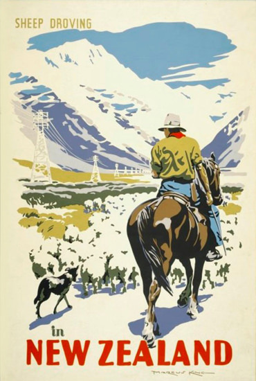 New Zealand Sheep Droving 1930s | Vintage Travel Posters 1891-1970