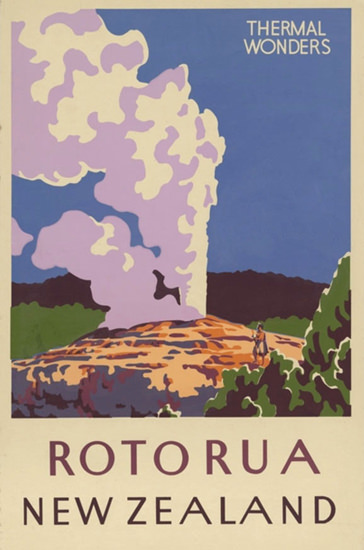 New Zealand Thermal Wonders Rotorua 1930s | Vintage Travel Posters 1891-1970