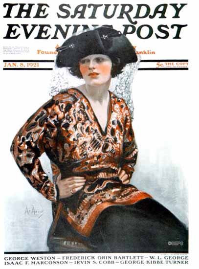 Neysa McMein Artist Saturday Evening Post 1921_01_08 | The Saturday Evening Post Graphic Art Covers 1892-1930