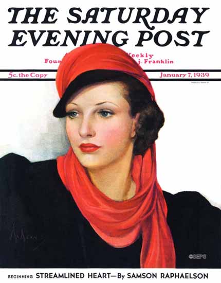 Neysa McMein Cover Artist Saturday Evening Post 1939_01_07 | The Saturday Evening Post Graphic Art Covers 1931-1969