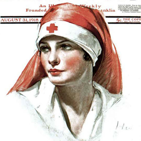 Neysa McMein Saturday Evening Post Nurse 1918_08_31 Copyright crop | Best of 1891-1919 Ad and Cover Art