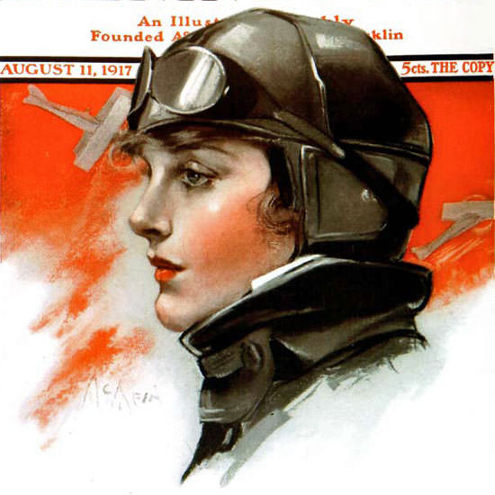 Neysa McMein Saturday Evening Post Pilot 1917_08_11 Copyright crop | Best of Vintage Cover Art 1900-1970