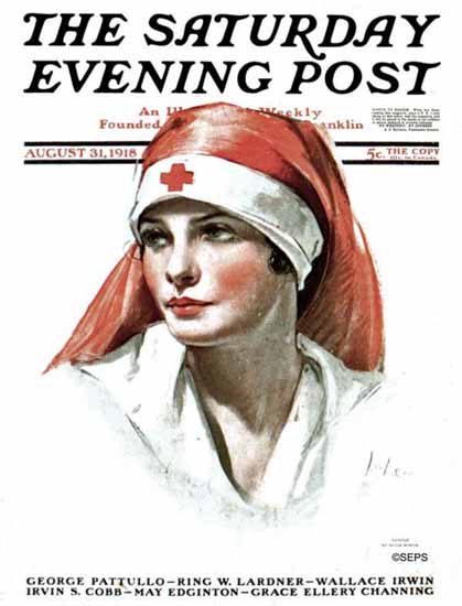 Neysa McMein Saturday Evening Post Red Cross Nurse 1918_08_31 | The Saturday Evening Post Graphic Art Covers 1892-1930