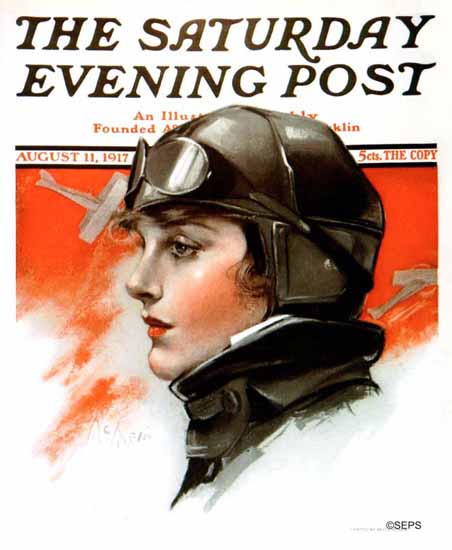 Neysa McMein Saturday Evening Post Woman Pilot 1917_08_11 | The Saturday Evening Post Graphic Art Covers 1892-1930