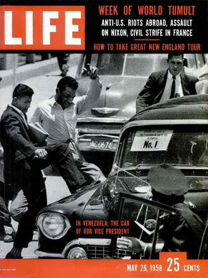 Nixon takes Stick in Venezuela 26 May 1958 Copyright Life Magazine | Life Magazine BW Photo Covers 1936-1970