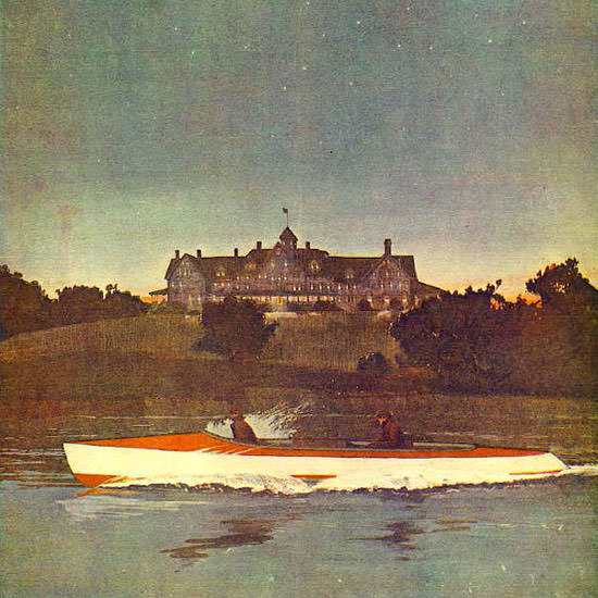 Nocturnal Boat Trip Life Humor Magazine 1908-09-03 Copyright crop | Best of 1891-1919 Ad and Cover Art