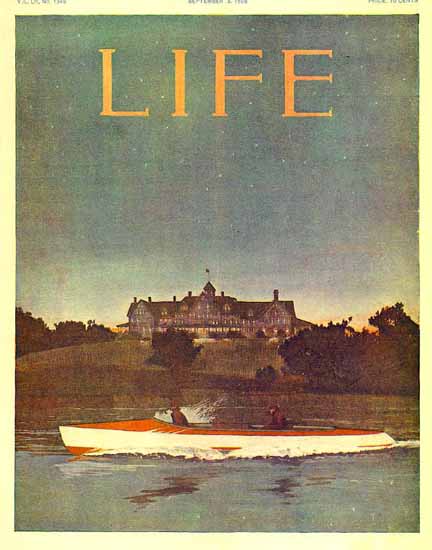 Nocturnal Boat Trip Life Humor Magazine 1908-09-03 Copyright | Life Magazine Graphic Art Covers 1891-1936