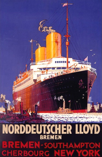 Norddeutscher Lloyd Southampton Cherbourg | Vintage Travel Posters 1891-1970