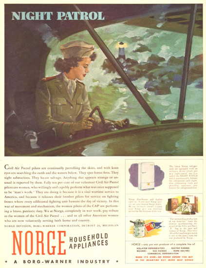 Norge Household Appliances Night Patrol 1943 | Vintage War Propaganda Posters 1891-1970