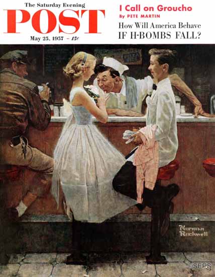 Norman Rockwell Saturday Evening Post After the Prom 1957_05_25 | The Saturday Evening Post Graphic Art Covers 1931-1969