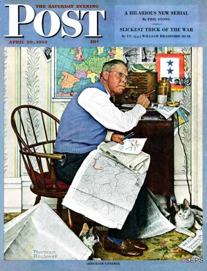 Norman Rockwell Saturday Evening Post Armchair General 1944_04_29 | 400 Norman Rockwell Magazine Covers 1913-1963