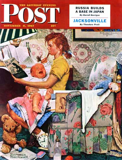 Norman Rockwell Saturday Evening Post Baby Sitter 1947_11_08 | 400 Norman Rockwell Magazine Covers 1913-1963