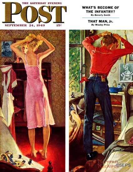 Norman Rockwell Saturday Evening Post Before the Date 1949_09_24 | The Saturday Evening Post Graphic Art Covers 1931-1969