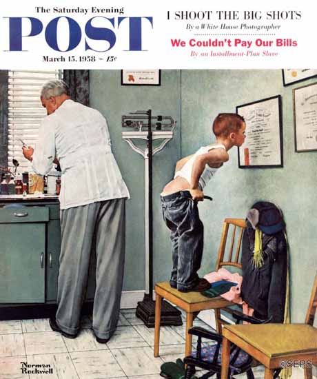 Norman Rockwell Saturday Evening Post Before the Shot 1958_03_15 | 400 Norman Rockwell Magazine Covers 1913-1963