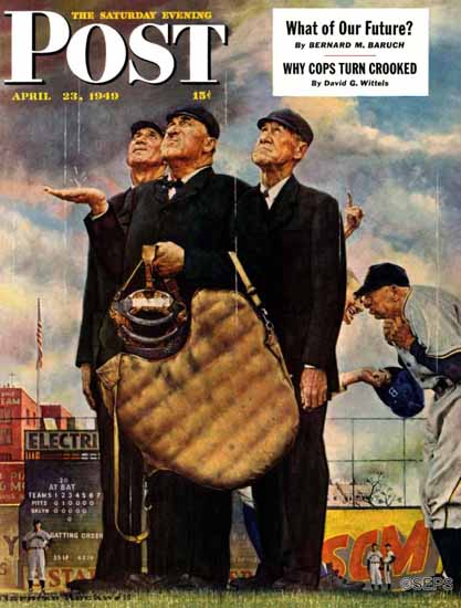 Norman Rockwell Saturday Evening Post Bottom of the Sixth 1949_04_23 | The Saturday Evening Post Graphic Art Covers 1931-1969