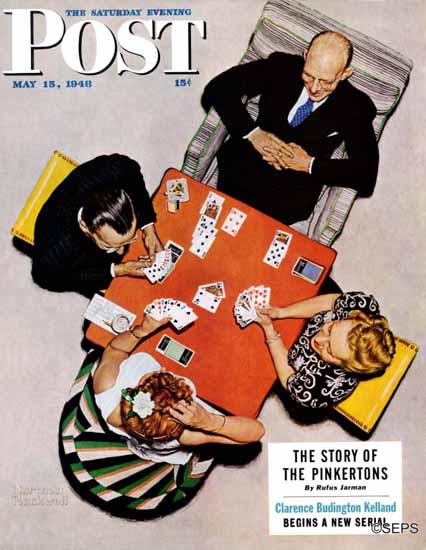 Norman Rockwell Saturday Evening Post Bridge Game 1948_05_15 | The Saturday Evening Post Graphic Art Covers 1931-1969