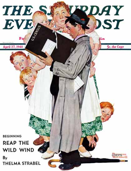 Norman Rockwell Saturday Evening Post Census-Taker 1940_04_27 | The Saturday Evening Post Graphic Art Covers 1931-1969