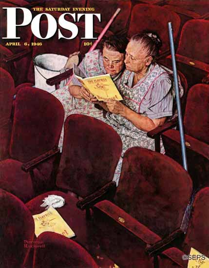 Norman Rockwell Saturday Evening Post Charwomen 1946_04_06 | 400 Norman Rockwell Magazine Covers 1913-1963