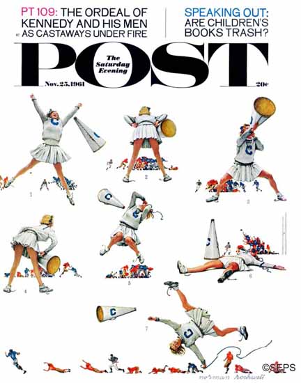 Norman Rockwell Saturday Evening Post Cheerleader 1961_11_25 | The Saturday Evening Post Graphic Art Covers 1931-1969