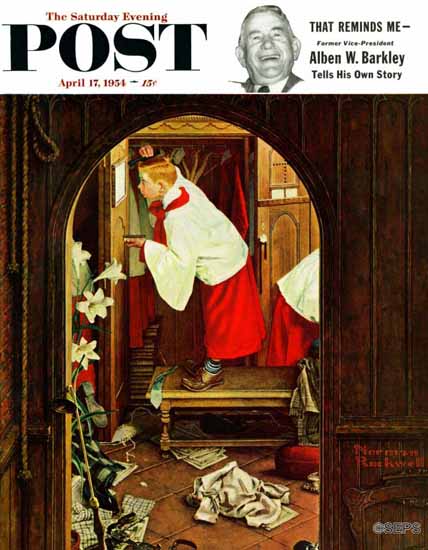 Norman Rockwell Saturday Evening Post Choirboy 1954_04_17 | 400 Norman Rockwell Magazine Covers 1913-1963