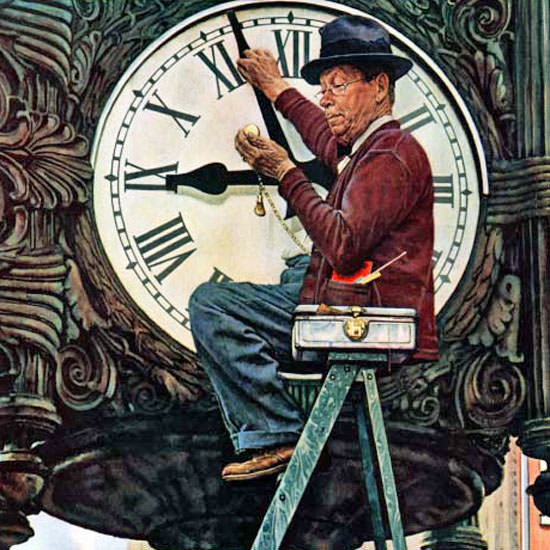 Norman Rockwell Saturday Evening Post Clock 1945_11_03 Copyright crop | Best of Vintage Cover Art 1900-1970