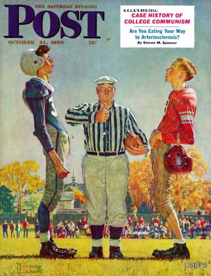 Norman Rockwell Saturday Evening Post Coin Toss 1950_10_21 | 400 Norman Rockwell Magazine Covers 1913-1963