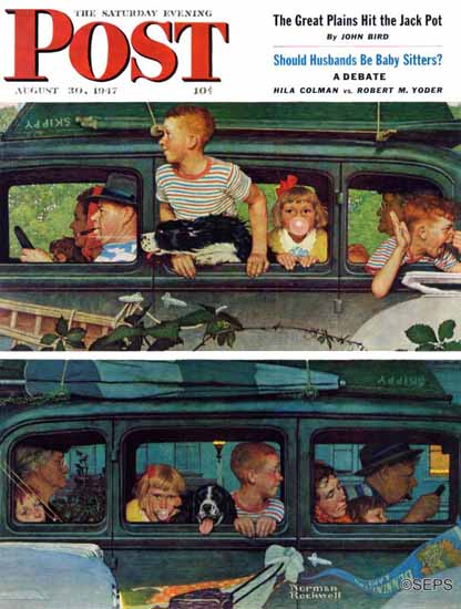 Norman Rockwell Saturday Evening Post Coming and Going 1947_08_30 | The Saturday Evening Post Graphic Art Covers 1931-1969