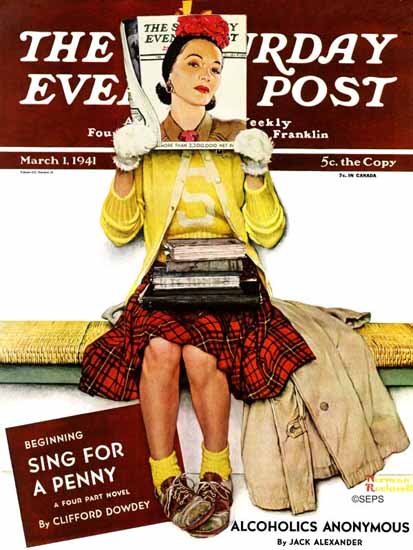 Norman Rockwell Saturday Evening Post Cover Girl 1941_03_01 | 400 Norman Rockwell Magazine Covers 1913-1963