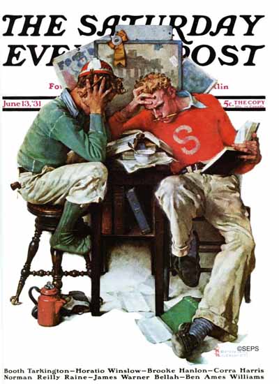 Norman Rockwell Saturday Evening Post Cramming 1931_06_13 | The Saturday Evening Post Graphic Art Covers 1931-1969