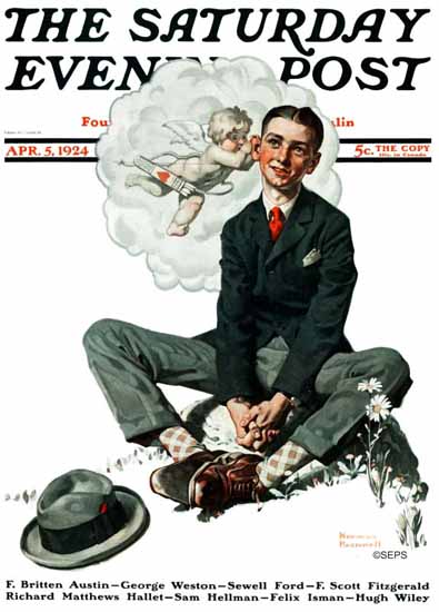 Norman Rockwell Saturday Evening Post Cupids Suggest 1924_04_05 | 400 Norman Rockwell Magazine Covers 1913-1963