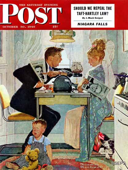 Norman Rockwell Saturday Evening Post Dewey vs Truman 1948_10_30 | The Saturday Evening Post Graphic Art Covers 1931-1969