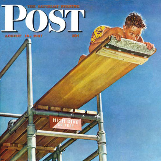 Norman Rockwell Saturday Evening Post Dive 1947_08_16 Copyright crop | Best of Vintage Cover Art 1900-1970