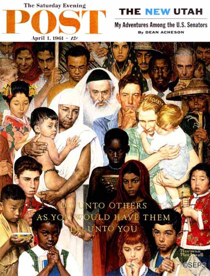 Norman Rockwell Saturday Evening Post Do Unto Others 1961_04_01 | The Saturday Evening Post Graphic Art Covers 1931-1969