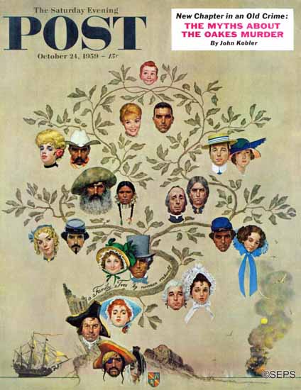 Norman Rockwell Saturday Evening Post Family Tree 1959_10_24 | The Saturday Evening Post Graphic Art Covers 1931-1969