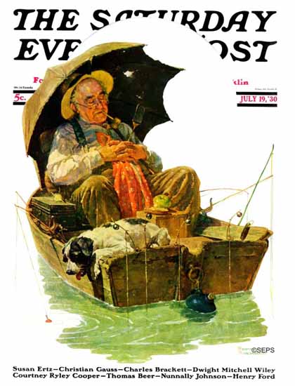 Norman Rockwell Saturday Evening Post Fishermans Break 1930_07_19 | 400 Norman Rockwell Magazine Covers 1913-1963