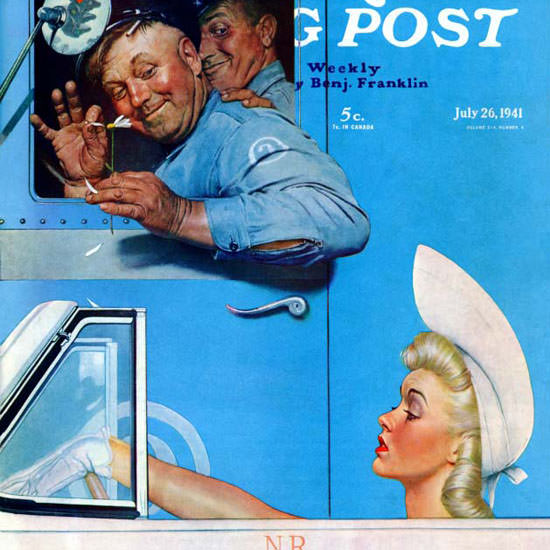 Norman Rockwell Saturday Evening Post Flirt 1941_07_26 Copyright crop | Best of Vintage Cover Art 1900-1970