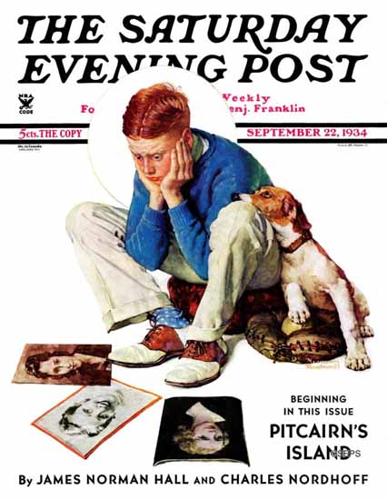 Norman Rockwell Saturday Evening Post Gazing at Cover Girls 1934_09_22 | The Saturday Evening Post Graphic Art Covers 1931-1969