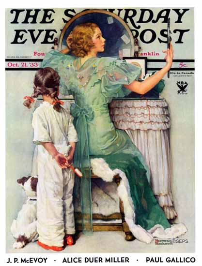 Norman Rockwell Saturday Evening Post Going Out 1933_10_21 | 400 Norman Rockwell Magazine Covers 1913-1963