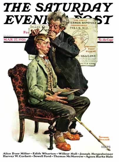 Norman Rockwell Saturday Evening Post Great Phrenologist 1926_03_27 | 400 Norman Rockwell Magazine Covers 1913-1963