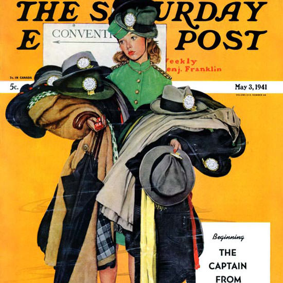 Norman Rockwell Saturday Evening Post Hat 1941_05_03 Copyright crop | Best of Vintage Cover Art 1900-1970