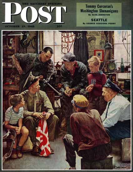 Norman Rockwell Saturday Evening Post Home Marine 1945_10_13 | The Saturday Evening Post Graphic Art Covers 1931-1969