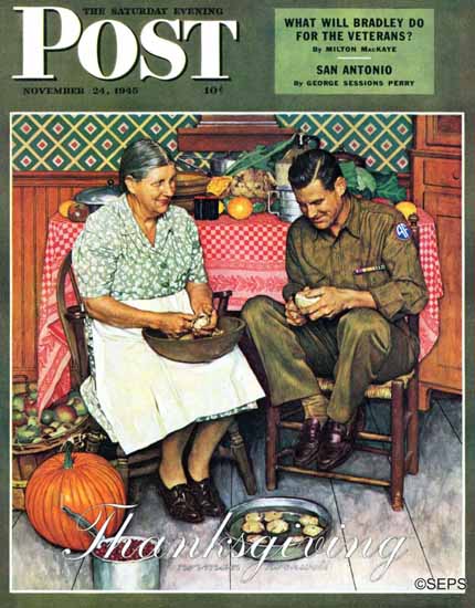 Norman Rockwell Saturday Evening Post Home Thanksgiving 1945_11_24 | The Saturday Evening Post Graphic Art Covers 1931-1969